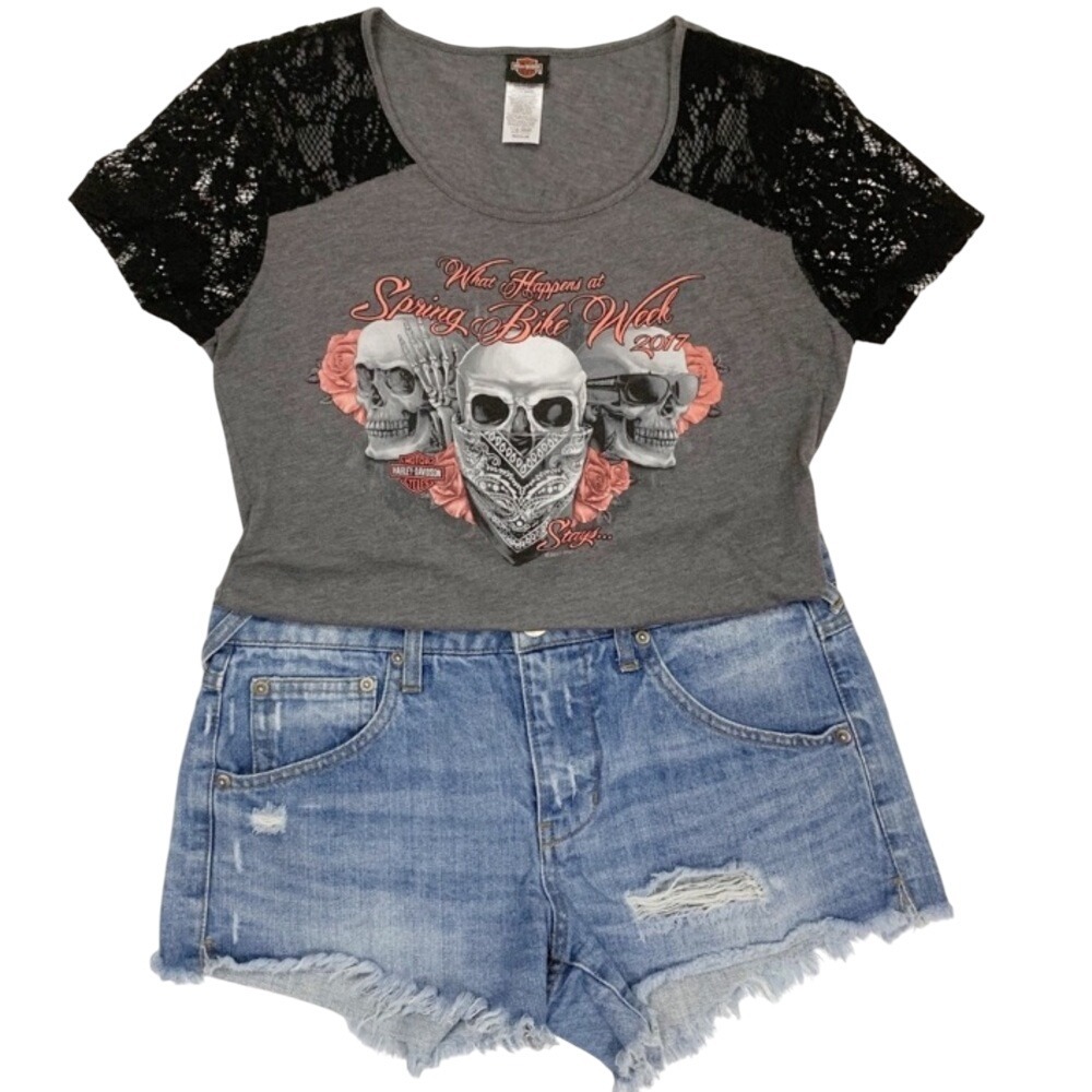 Harley Davidson 2017 Myrtle Beach Spring Break Gray Graphic‎ Tee Medium